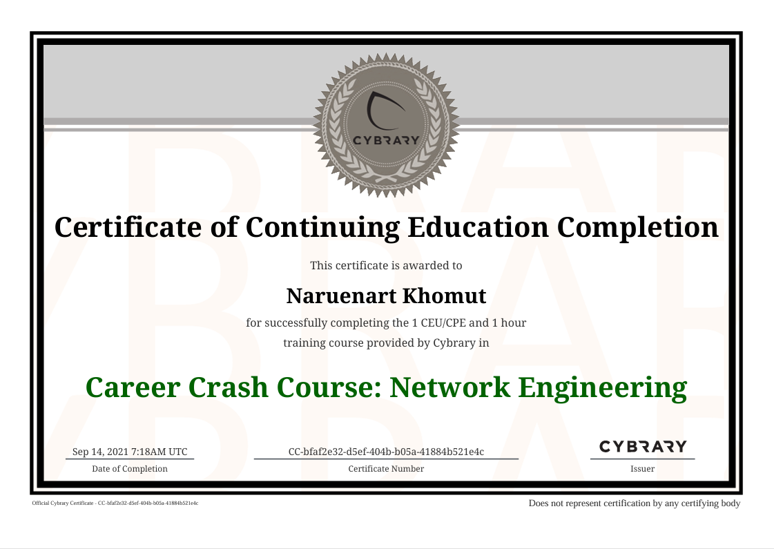 Certificate: Career Crash Course: Network Engineering